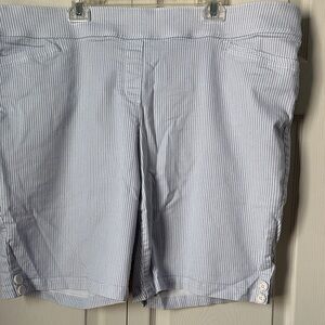 Coral Bay Women's Light Blue Striped Bermudas. 24W